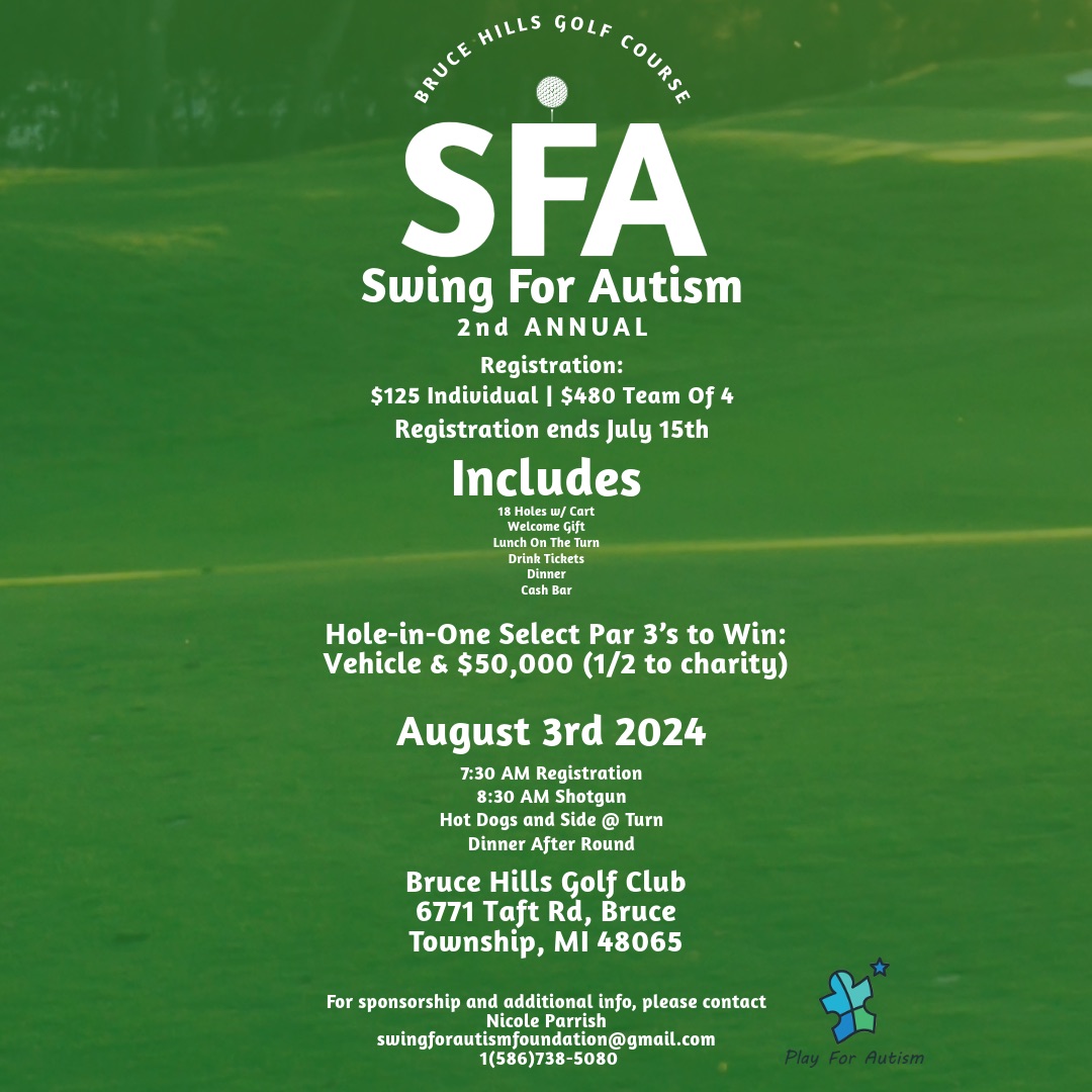 Swing for Autism 2024 event flyer
